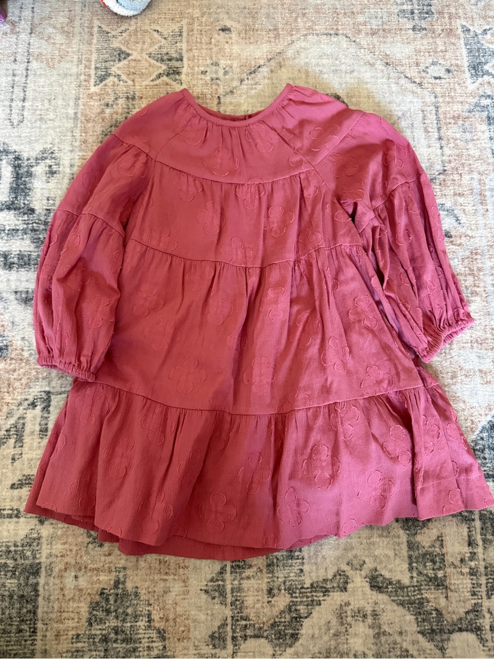 Zara Girls Rose Tiered Long Sleeve Dress